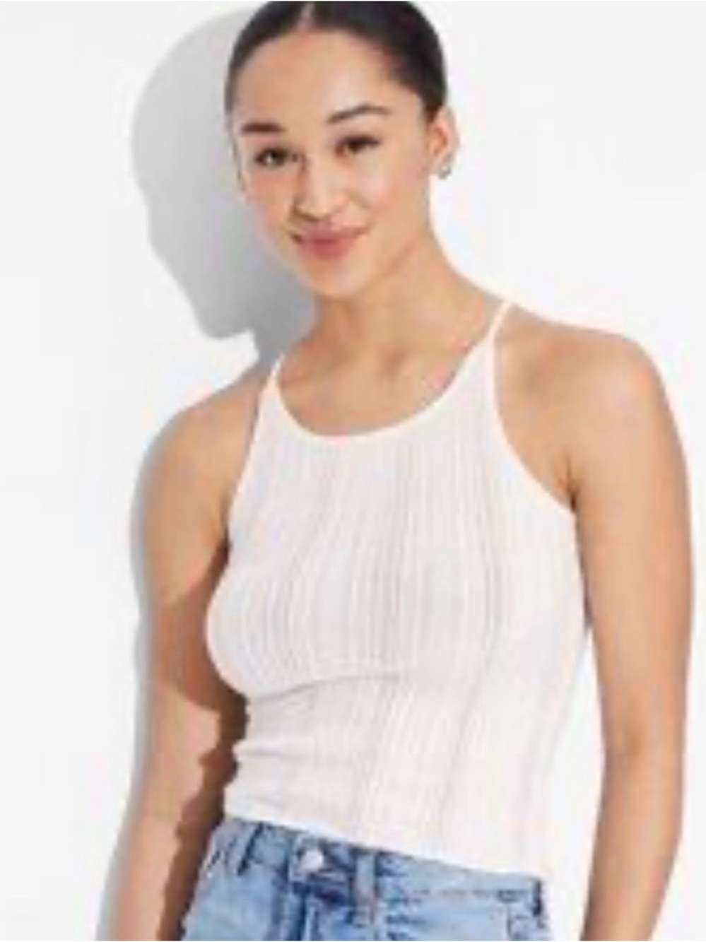 wild fable White Ribbed Halter Tank Top